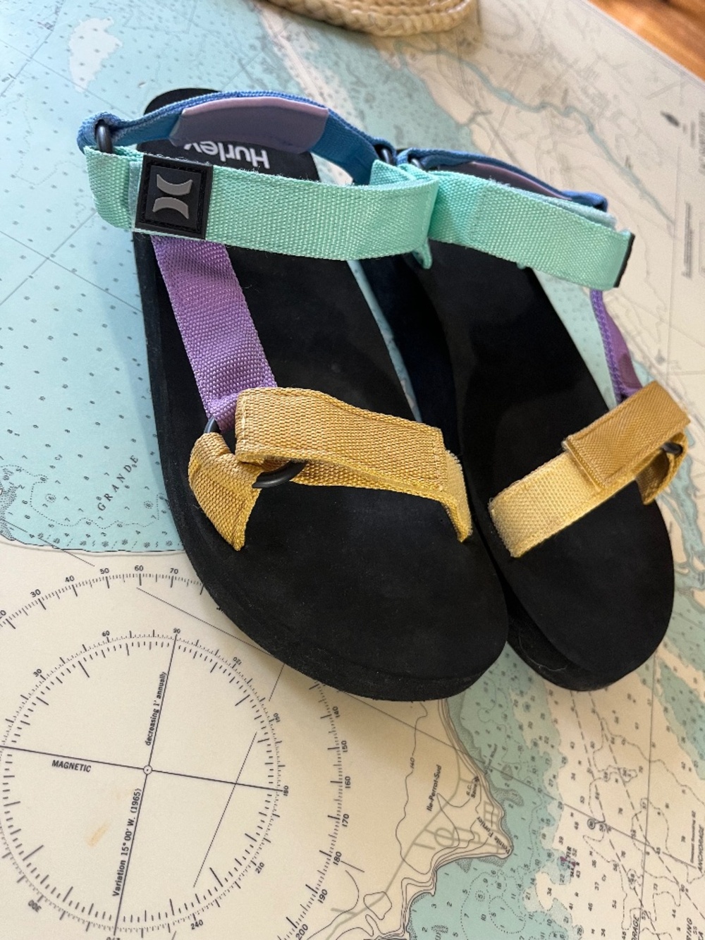 Hurley Strappy Velcro Multi Coloured Sandals 9